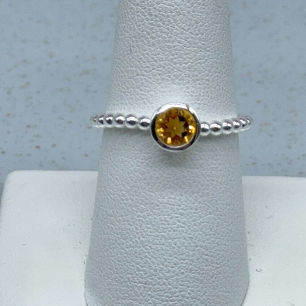Sevilla Sterling Silver Ring 0.42ct Citrine Faceted Gemstone Beaded Detail 8.75 - Picture 4 of 8